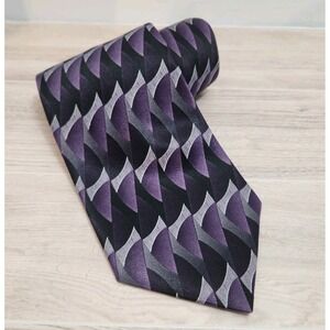 Towncraft Purple & Black Geometric Tie, 4"‎ x 56"